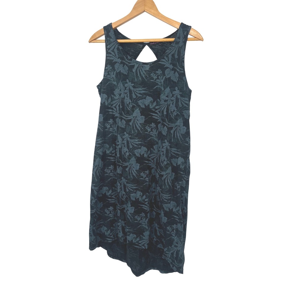 Fresh Produce Dress Medium Black Blue Tropical Cotton Casual Beach Vacation USA